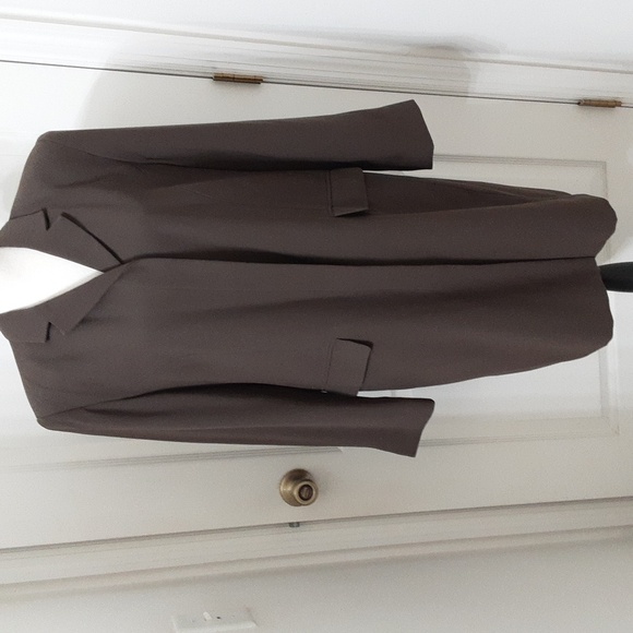 Norton McNaughton Size 14 Vintage Dark Taupe Midi Length Blazer, EUC - Picture 2 of 14